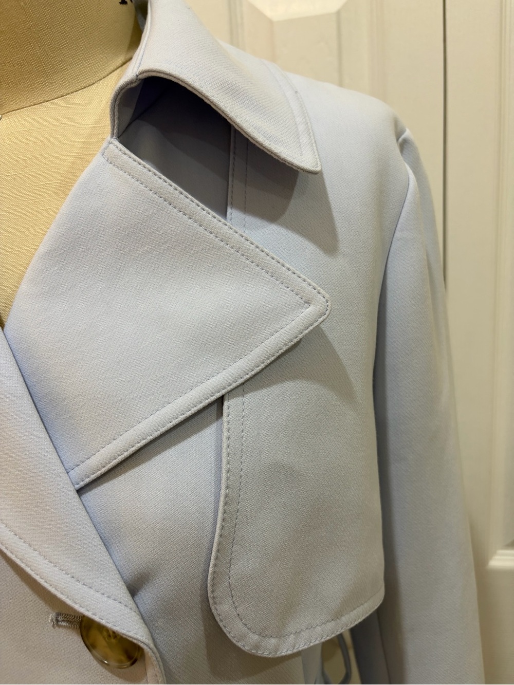Ann Taylor Women S Light Blue Trench Coat Double Breasted Classic Spring Office - Picture 3 of 14